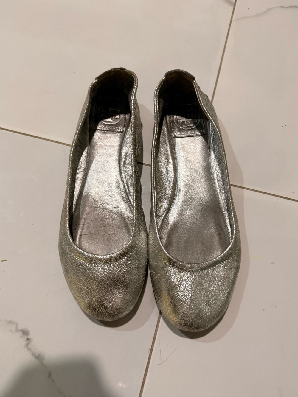 Tory Burch Silver Ballet Flats - Unbranded Metallic Slip-On Women's Shoes Size 8